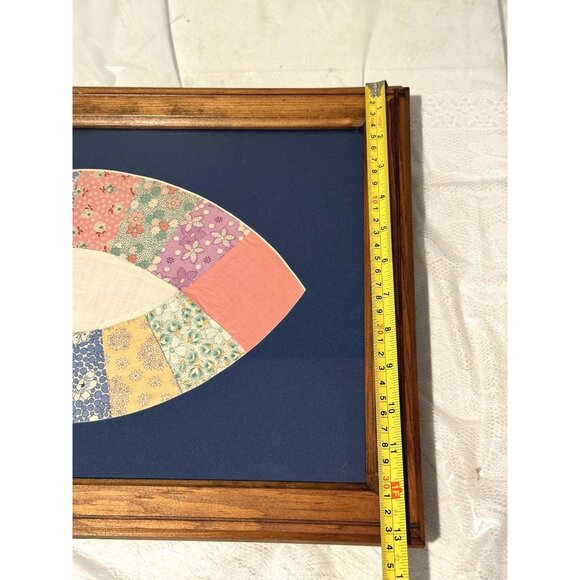 Two Quilting Squares Double Wedding Ring Blocks Pattern Wooden Framed Matted - Picture 13 of 14